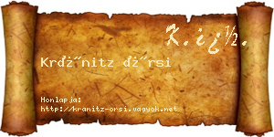 Kránitz Örsi névjegykártya